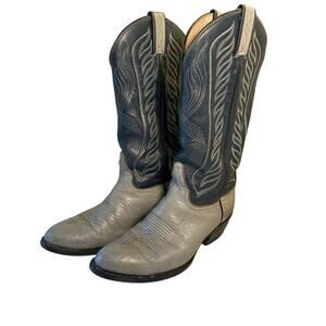Tony Lama Boots Mens 7D Blue Gray Leather USA 8056 Cowboy Western